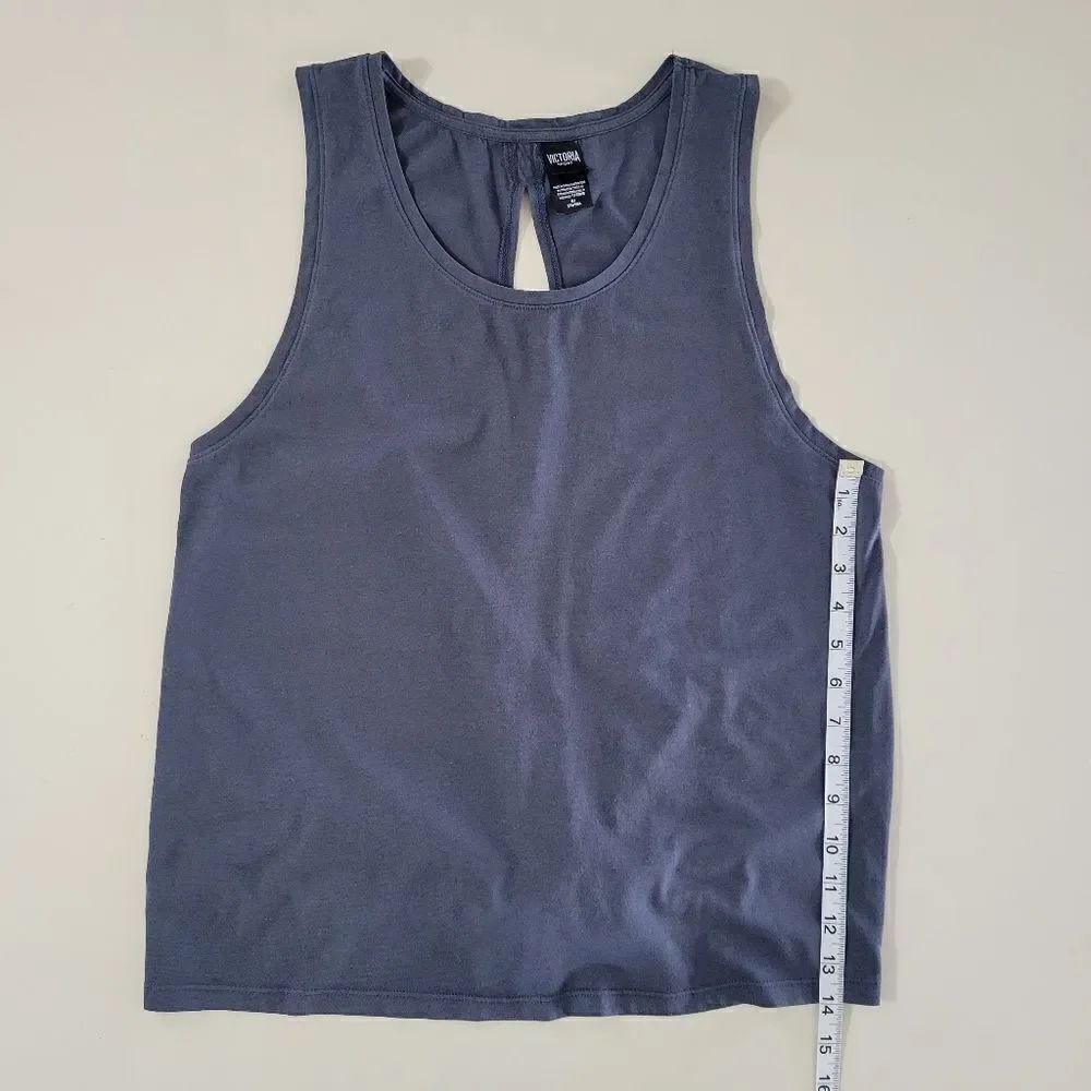 Victoria Sport Gray Split Back Tie Workout Tank Top - Picture 6 of 11